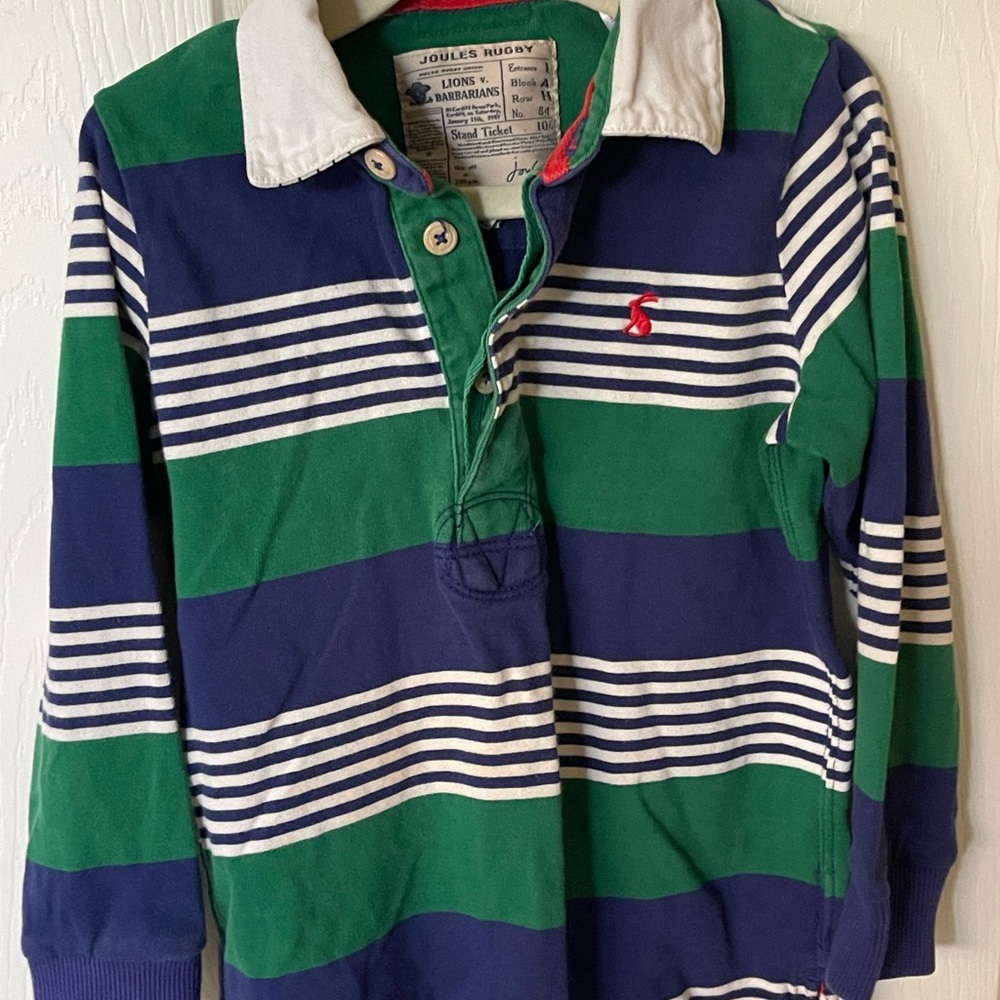 Joules Kids Striped Green and Blue Button Down Shirt